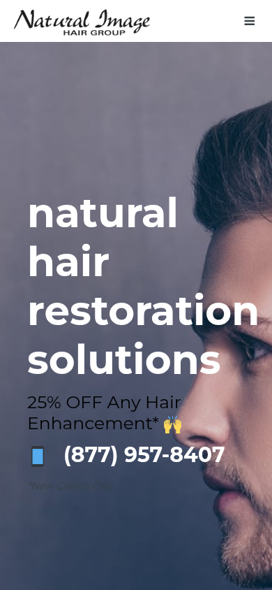 Natural Image Hair Group homepage on a phone