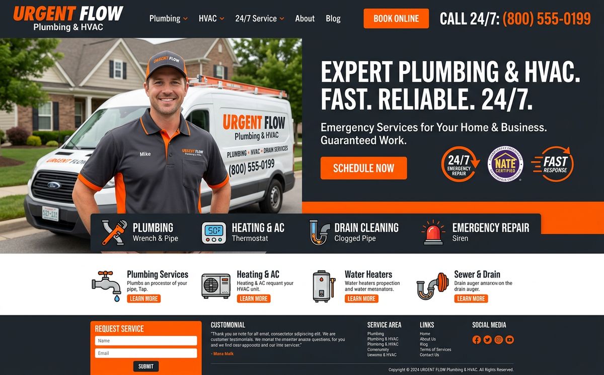 Example home services homepage design