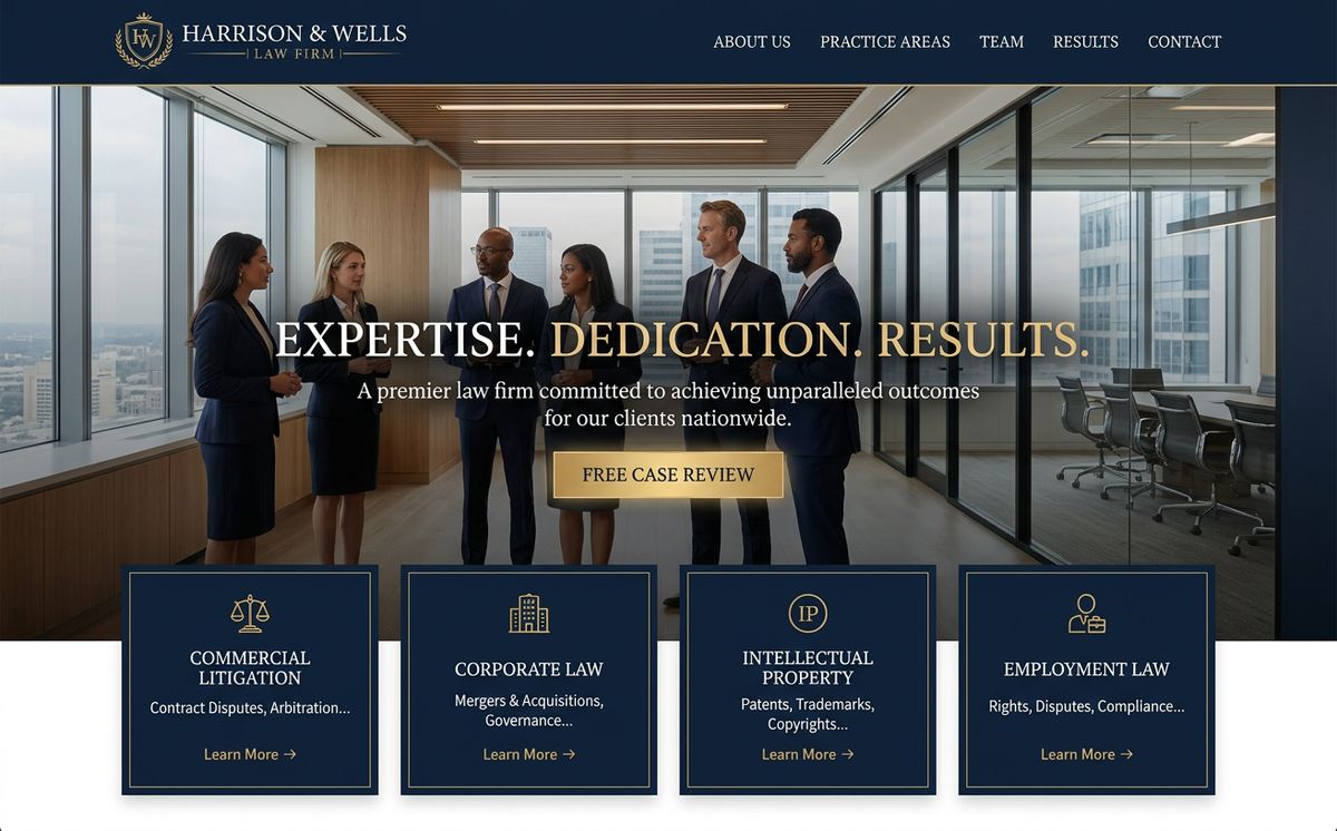 Example law firm homepage design
