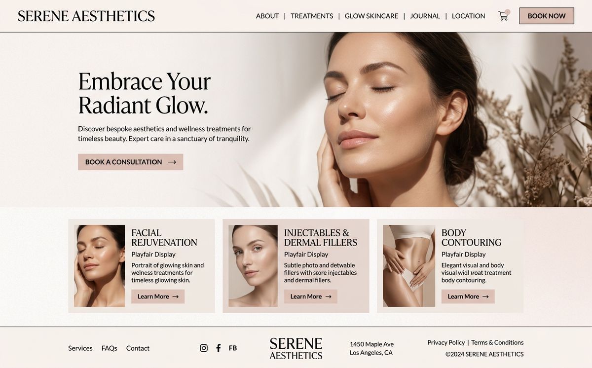 Example med spa homepage design