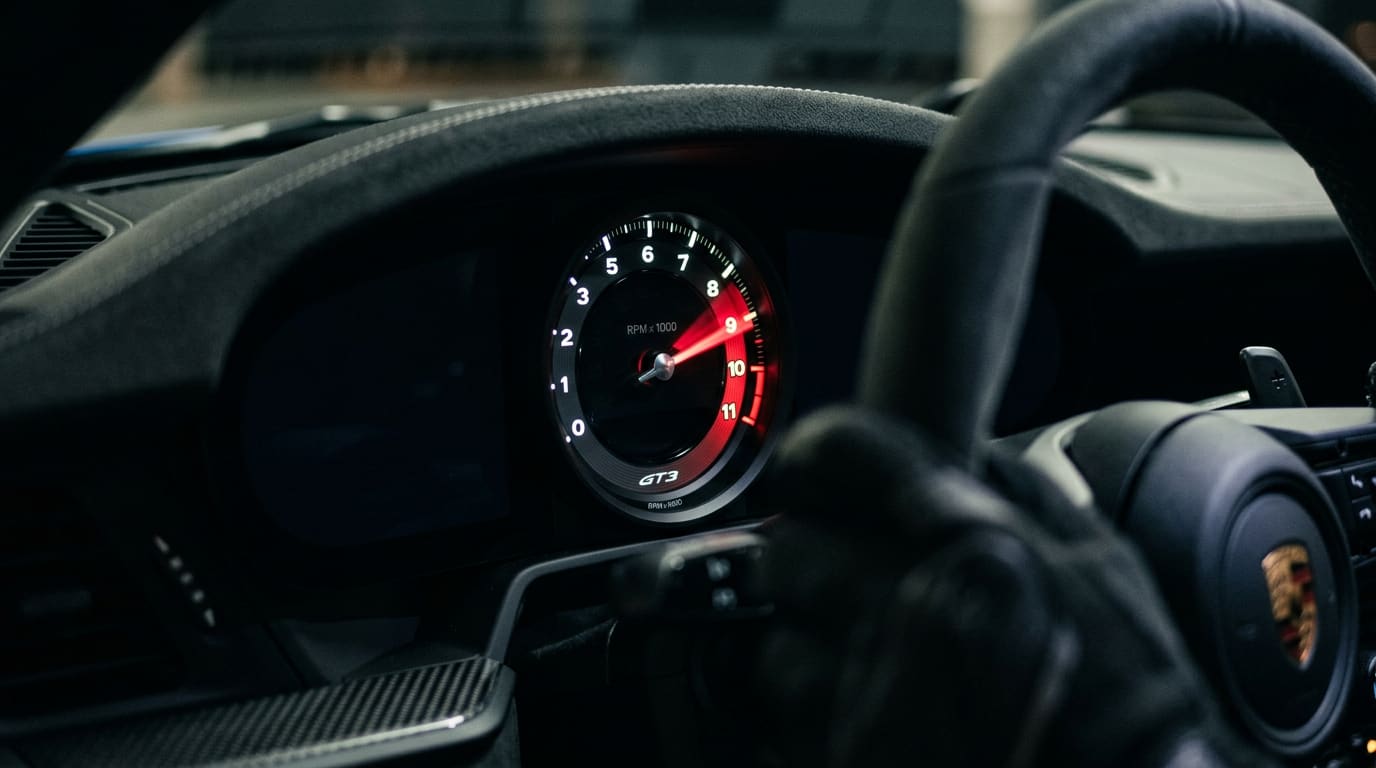Sports car tachometer revving toward the redline — the RPM National digital marketing agency brand image