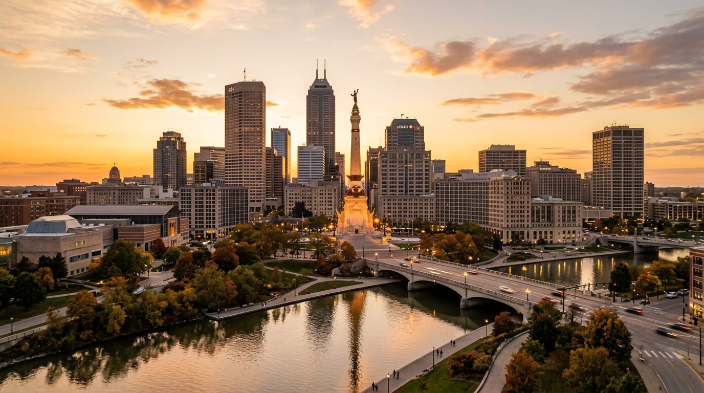 Indianapolis, Indiana skyline and downtown canal
