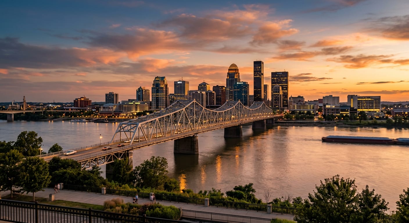 Louisville, Kentucky skyline on the Ohio River