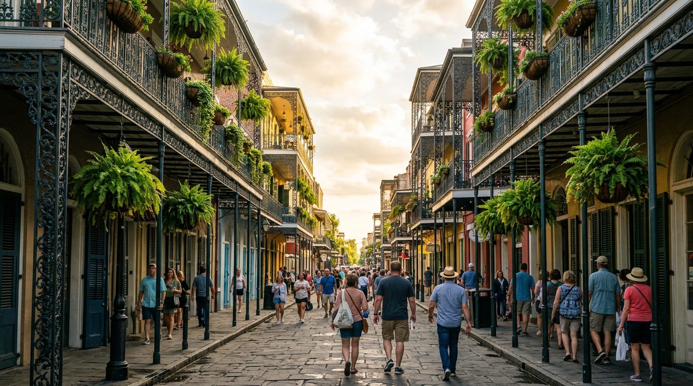 Historic balconies in the French Quarter of New Orleans, Louisiana