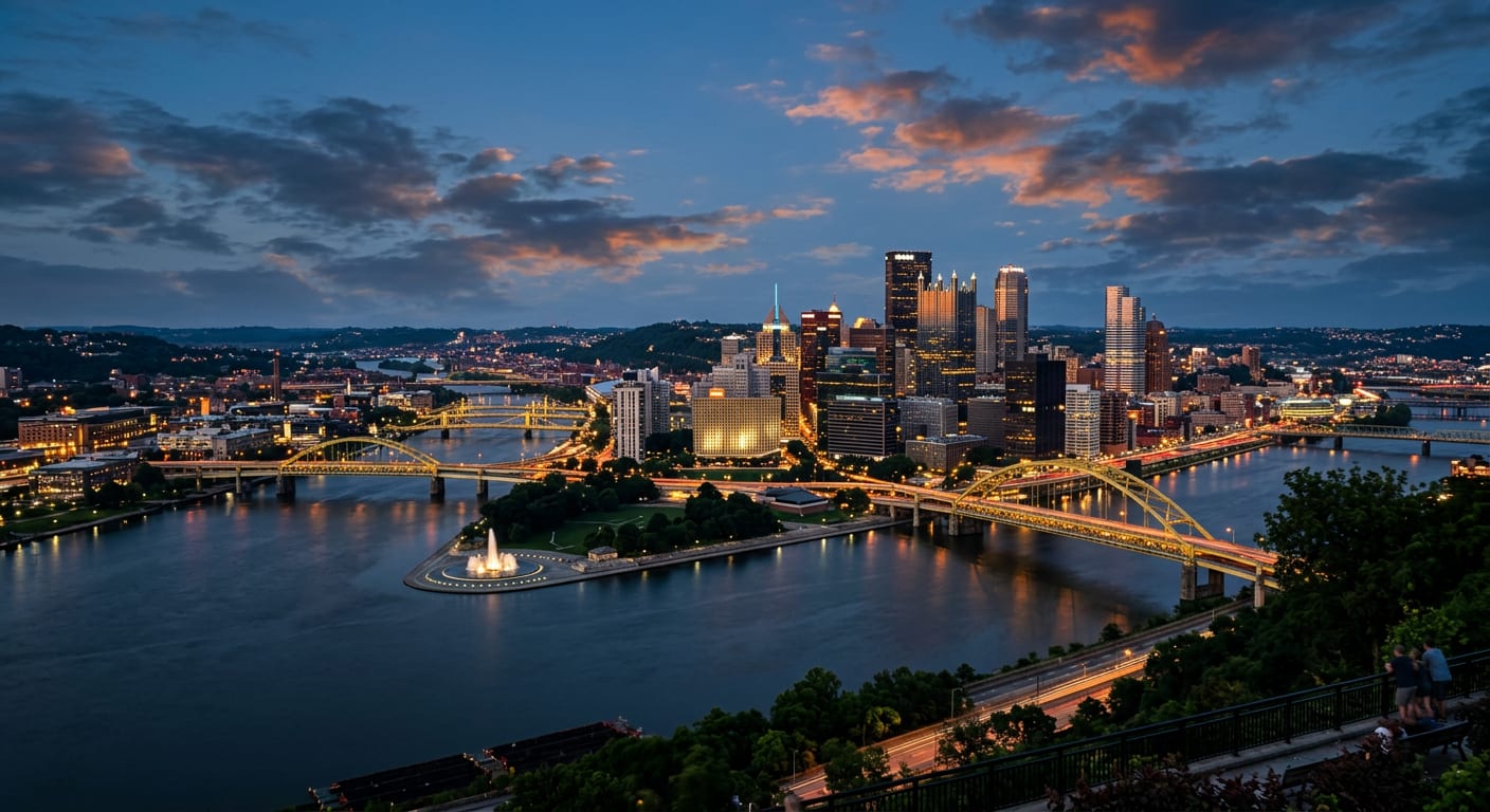 Pittsburgh, Pennsylvania skyline where three rivers meet