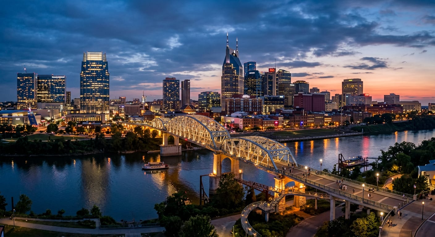 Nashville, Tennessee skyline across the Cumberland River